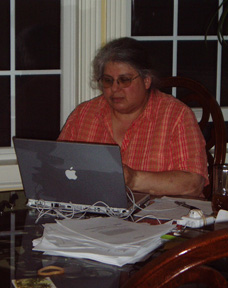 Tommie with laptop, getting a little work done